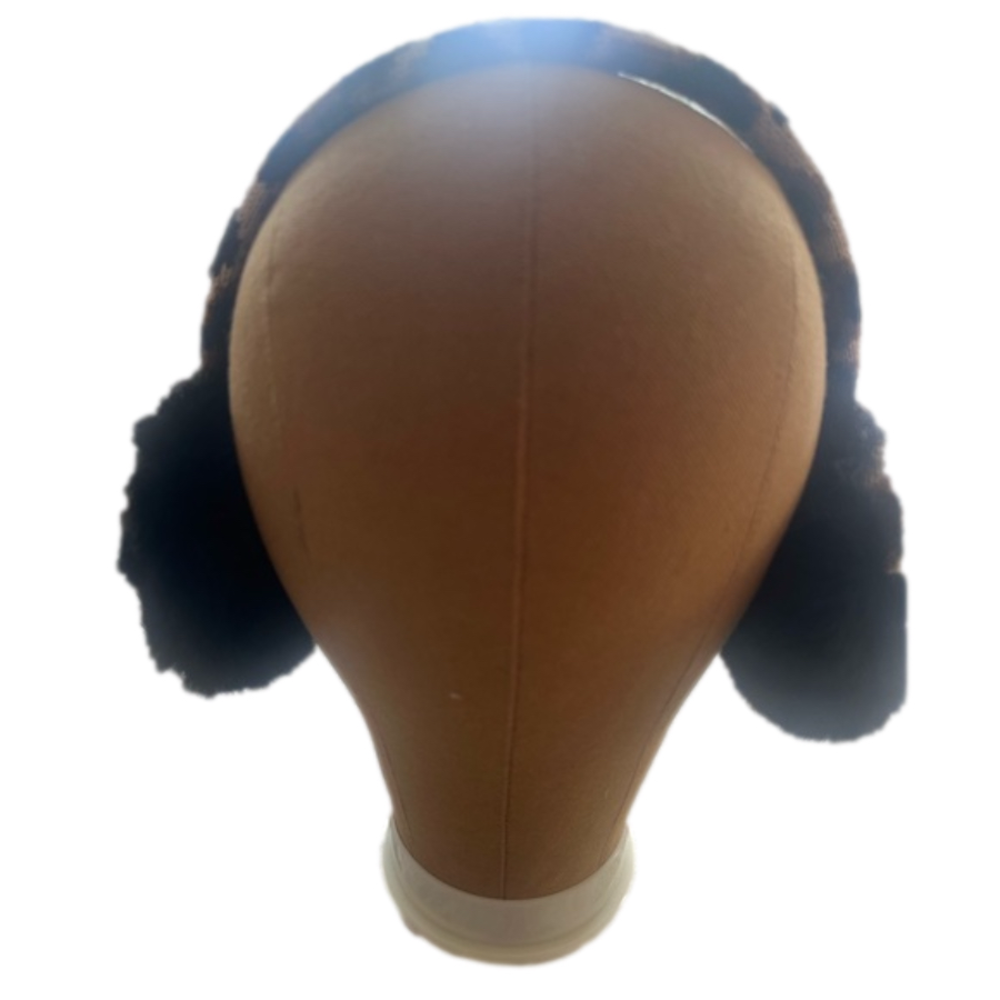 NWT KATE SPADE FAUX FUR TRIM, LEOPARD KNIT EAR MUFFS. One size fits most - Picture 4 of 6